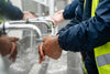 People washing their hands
